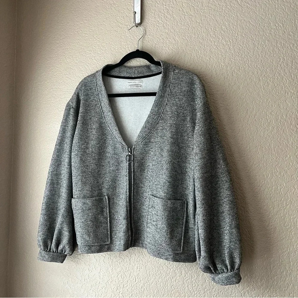 Urban Outfitters Cropped Balloon Sleeve Jacket Full Zip Gray Size XS - Picture 5 of 10